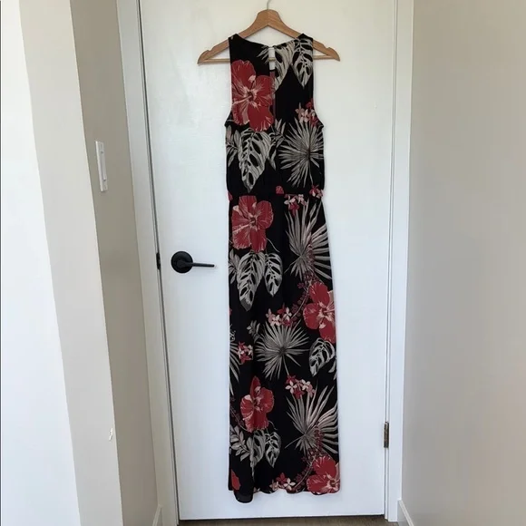 Dynamite Black Maxi Dress with Red and Cream Floral Pattern - Picture 3 of 4